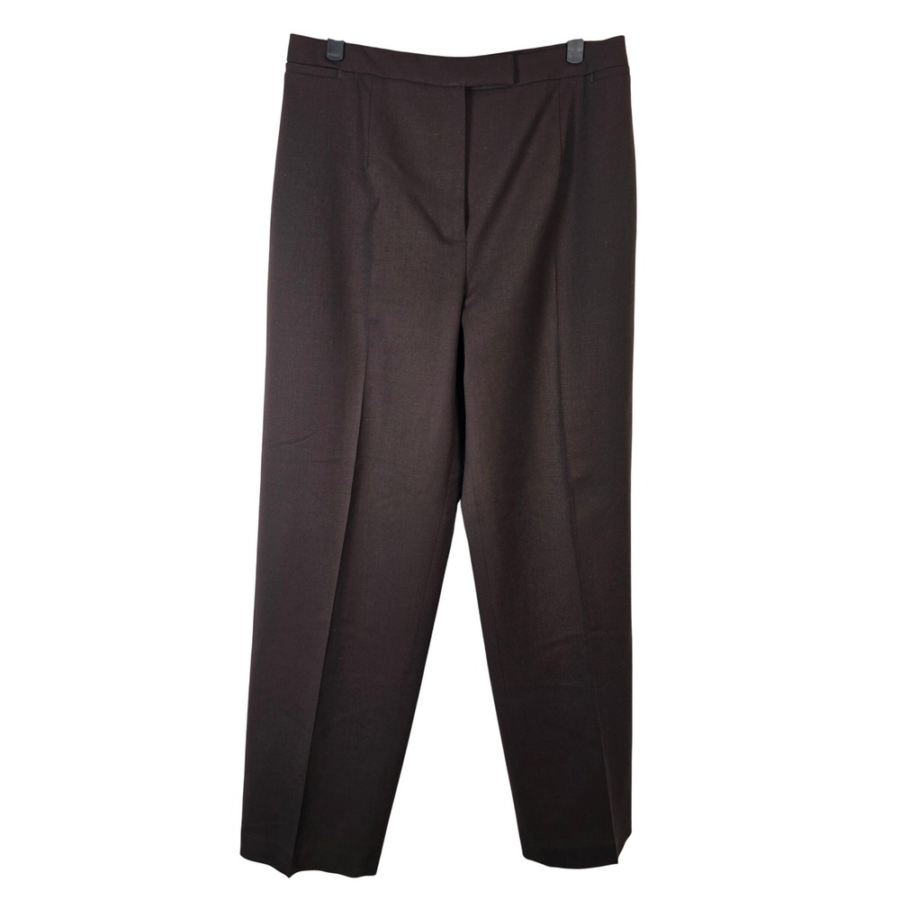Kate Hill‎ Women's Brown Wool Blend Dress Pants Pleated Front Size 10